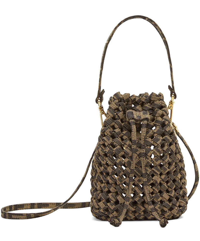 Fendi Mon Tresor Fabric Interlace Mini Bag 8BS010 Coffee